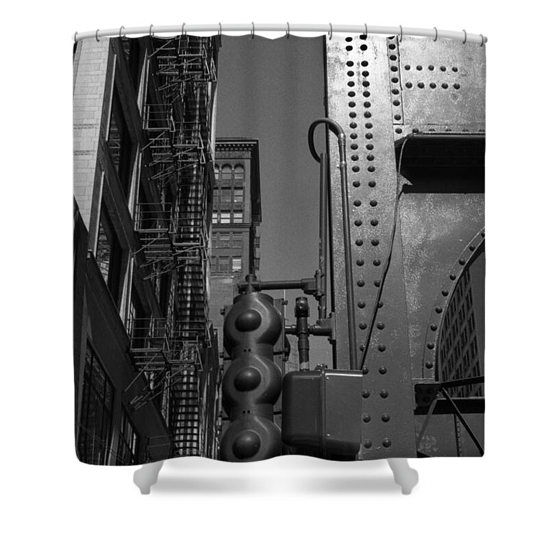 Black & White Film Shower Curtain featuring the photograph Chicago My Favorite City 4 by Verana Stark