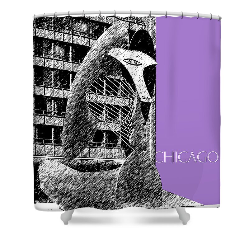 Architecture Shower Curtain featuring the digital art Chicago Pablo Picasso - Violet by DB Artist