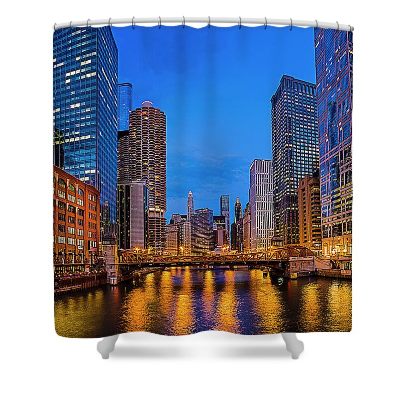 Tranquility Shower Curtain featuring the photograph Chicago River Corridor by Carl Larson Photography