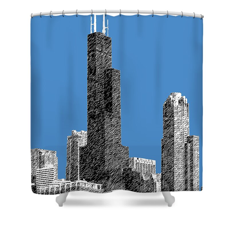 Architecture Shower Curtain featuring the digital art Chicago Sears Tower - Slate by DB Artist