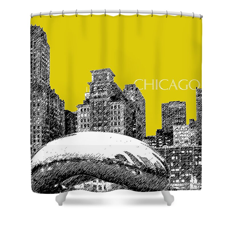 Architecture Shower Curtain featuring the digital art Chicago The Bean - Mustard by DB Artist