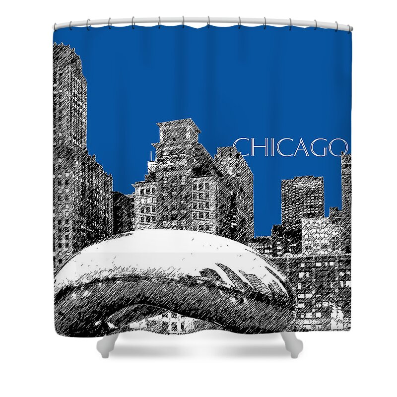 Architecture Shower Curtain featuring the digital art Chicago The Bean - Royal Blue by DB Artist