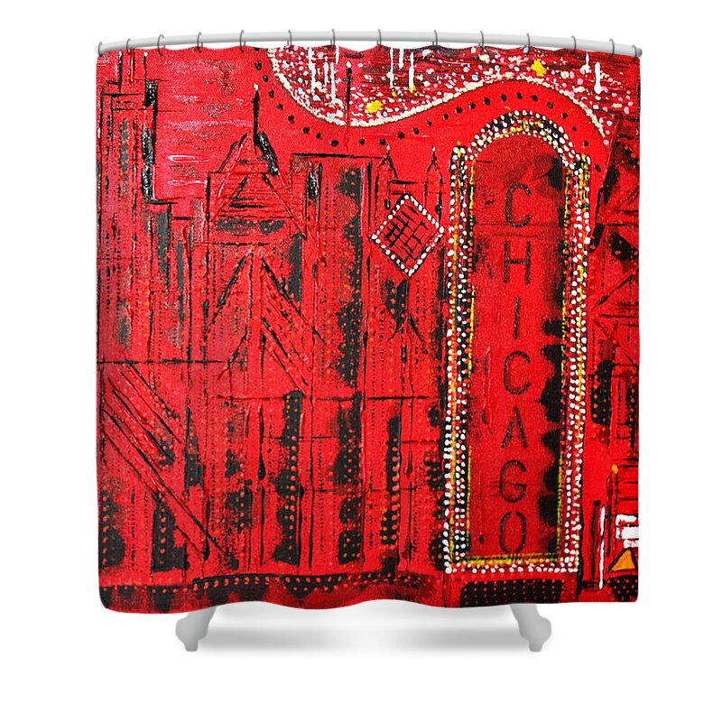 Nightlife Shower Curtain featuring the painting Chicago Theater by George Riney