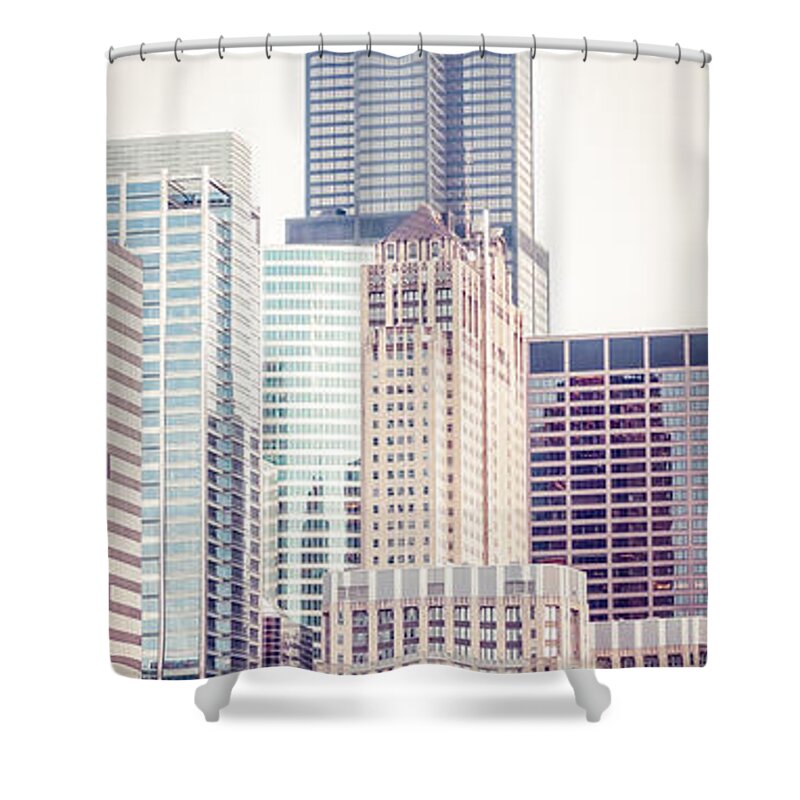 America Shower Curtain featuring the photograph Chicago Vertical Panorama of Sears Willis Tower by Paul Velgos