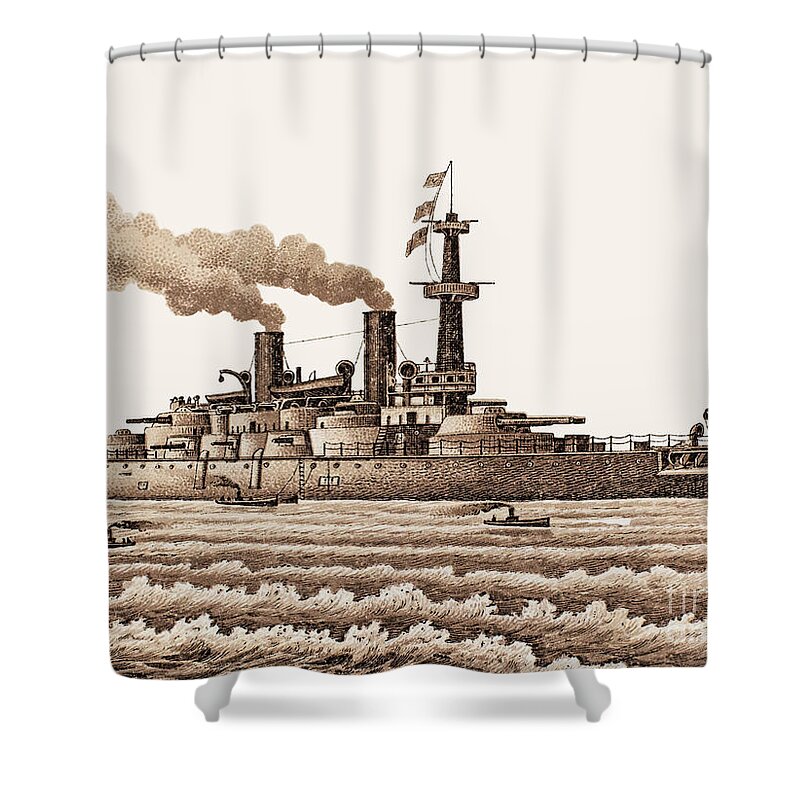 Chicago Shower Curtain featuring the photograph Chicago - World's Columbian Exposition 1893 - The American Battle Ship Exhibit by Barbara McMahon