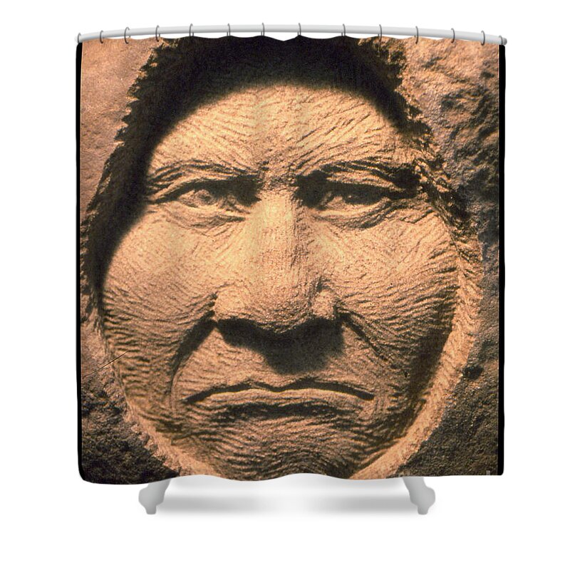 American Indians Shower Curtain featuring the sculpture Chief-Geronimo by Gordon Punt