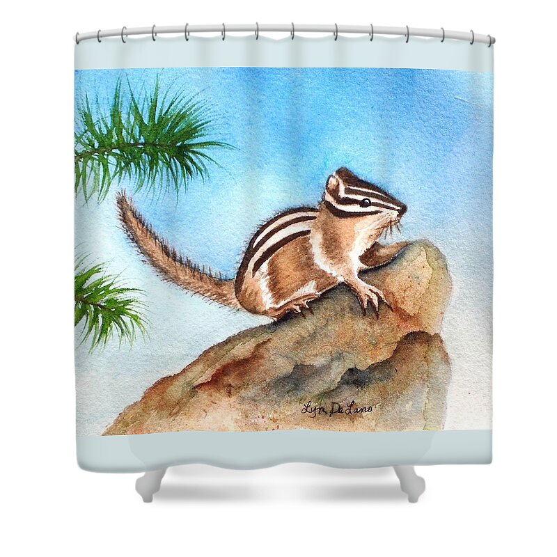 Chipmunks Shower Curtain featuring the painting Chippy Chipmunk by Lyn DeLano