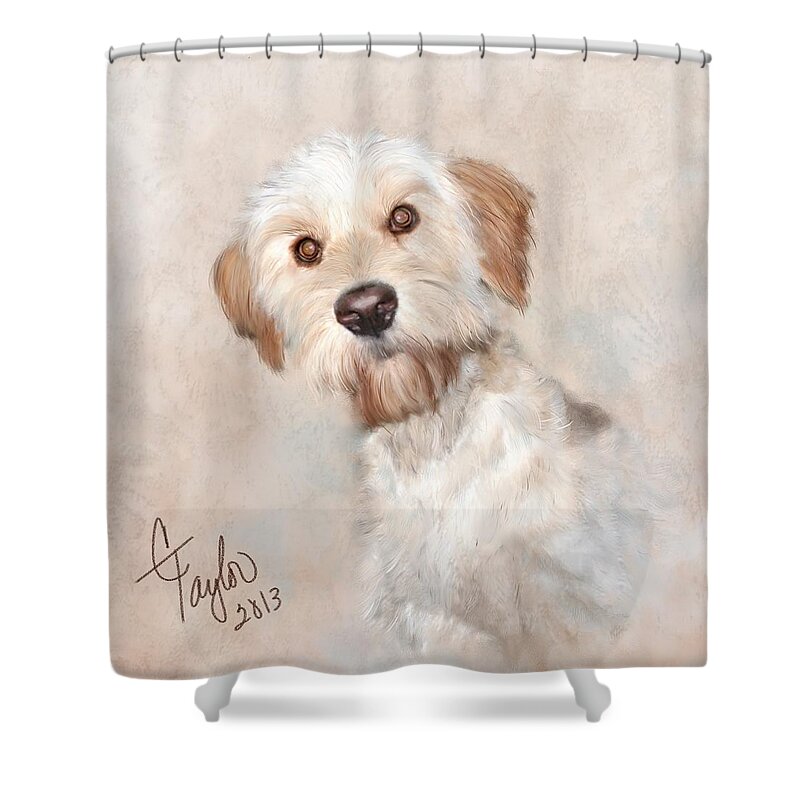 Dogs Shower Curtain featuring the painting Chock full o Kisses by Colleen Taylor