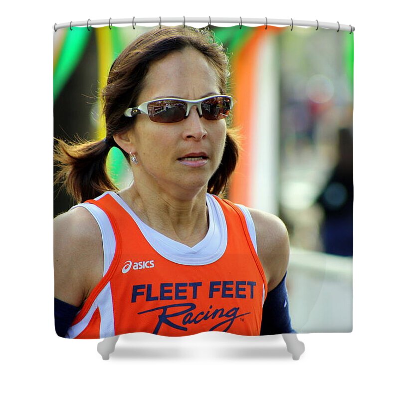 Run Shower Curtain featuring the photograph Christine - Nutrition Fuels Fitness 2011 by Randy Wehner