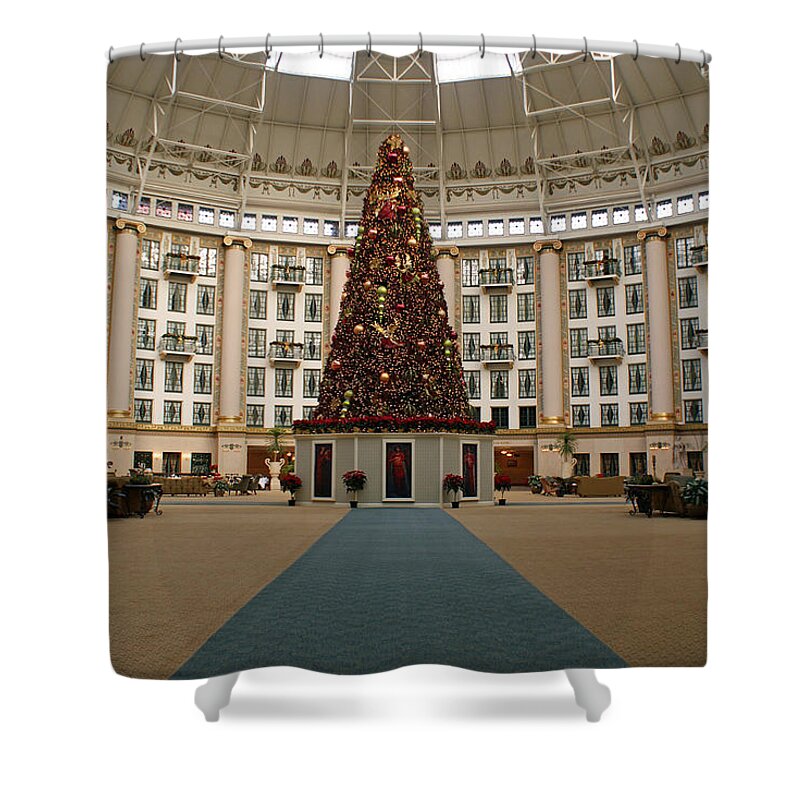 Holiday Shower Curtain featuring the photograph Christmas at West Baden by Sandy Keeton