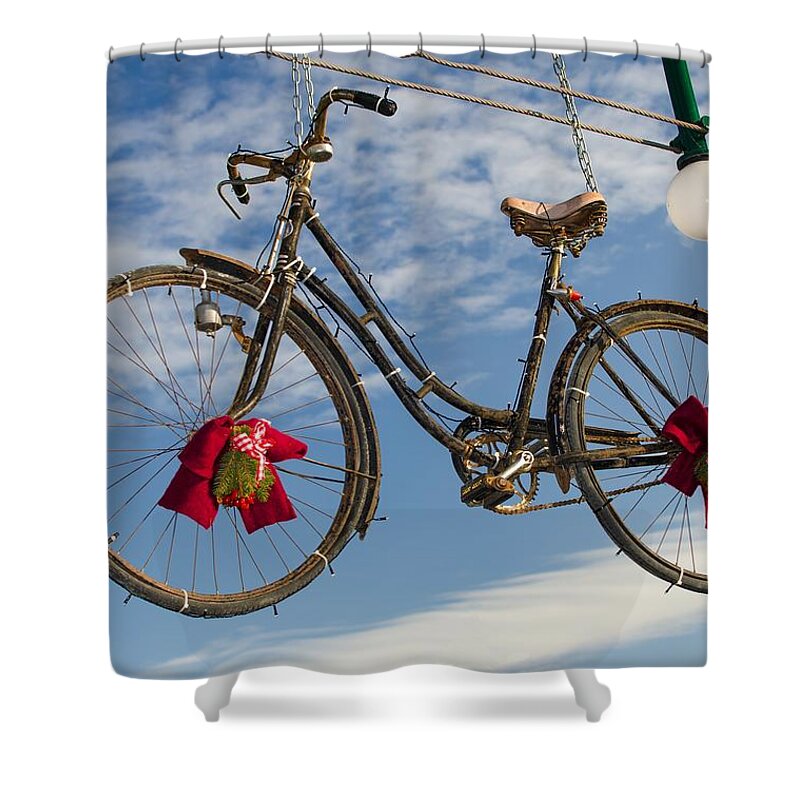 Bike Shower Curtain featuring the photograph Christmas Bicycle by Andreas Berthold