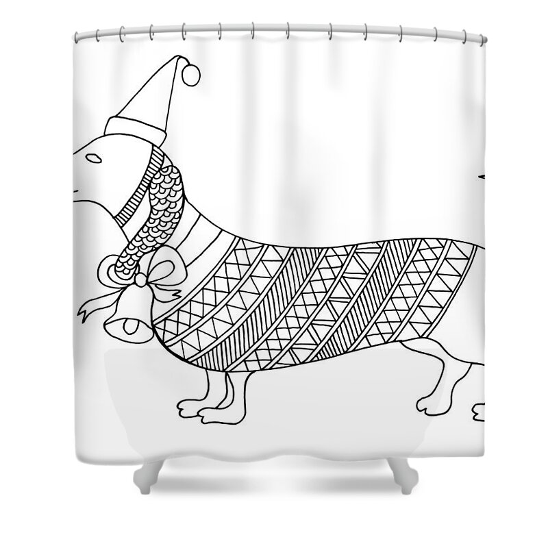 Black and White Line Drawings Shower Curtains