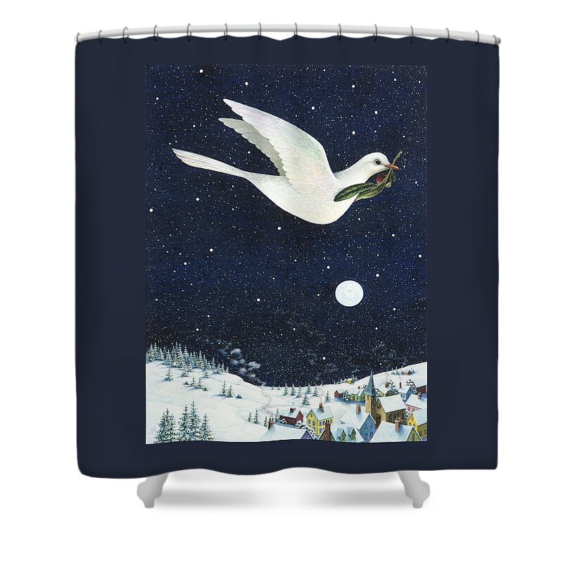Christmas Shower Curtain featuring the painting Christmas Dove by Lynn Bywaters