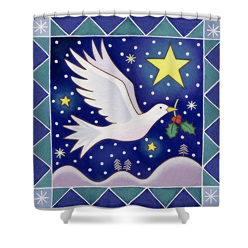 Bird Shower Curtain featuring the painting Christmas Dove by Cathy Baxter