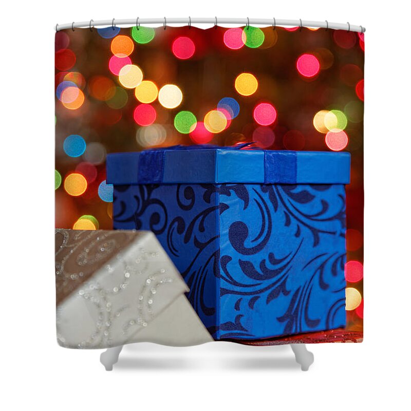 Background Shower Curtain featuring the photograph Christmas Gifts by Peter Lakomy