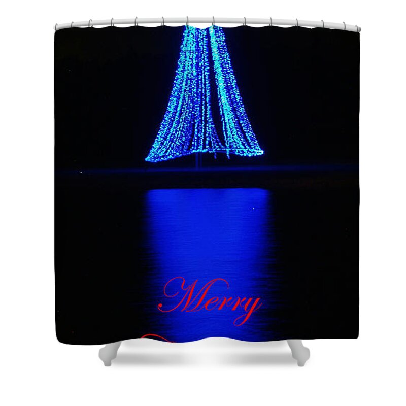 Christmas Card Shower Curtain featuring the photograph Christmas in Blue by Bob Johnson