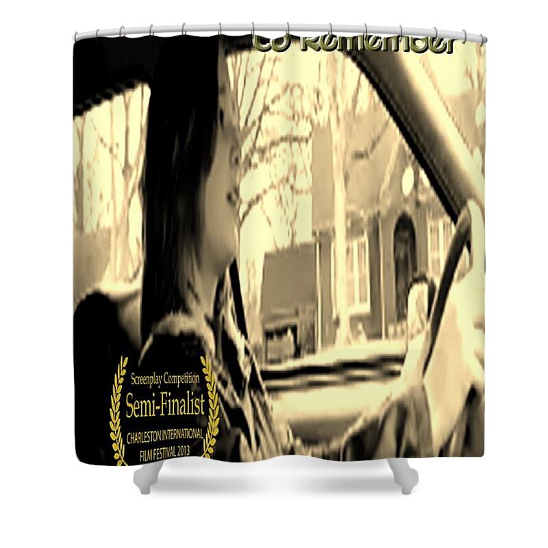 Movie Posters Shower Curtain featuring the digital art Christmas Ride Film Poster at Wheel by Karen Francis