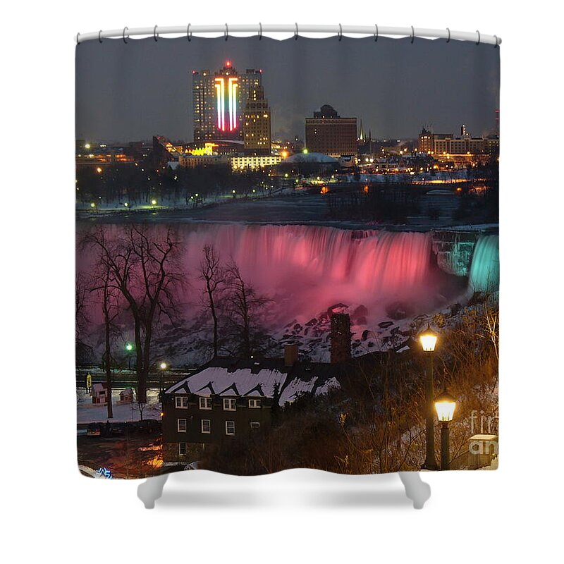 Niagara Falls Shower Curtain featuring the photograph Christmas Spirit at Niagara Falls by Lingfai Leung