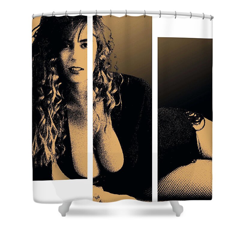 Pornstar Shower Curtain featuring the digital art Christy Canyon in Copper by Dale Loos Jr