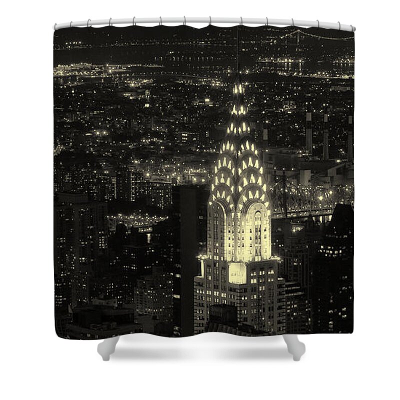 Nyc Shower Curtain featuring the photograph Chrysler Building Nyc Panoramic by Joseph Hedaya