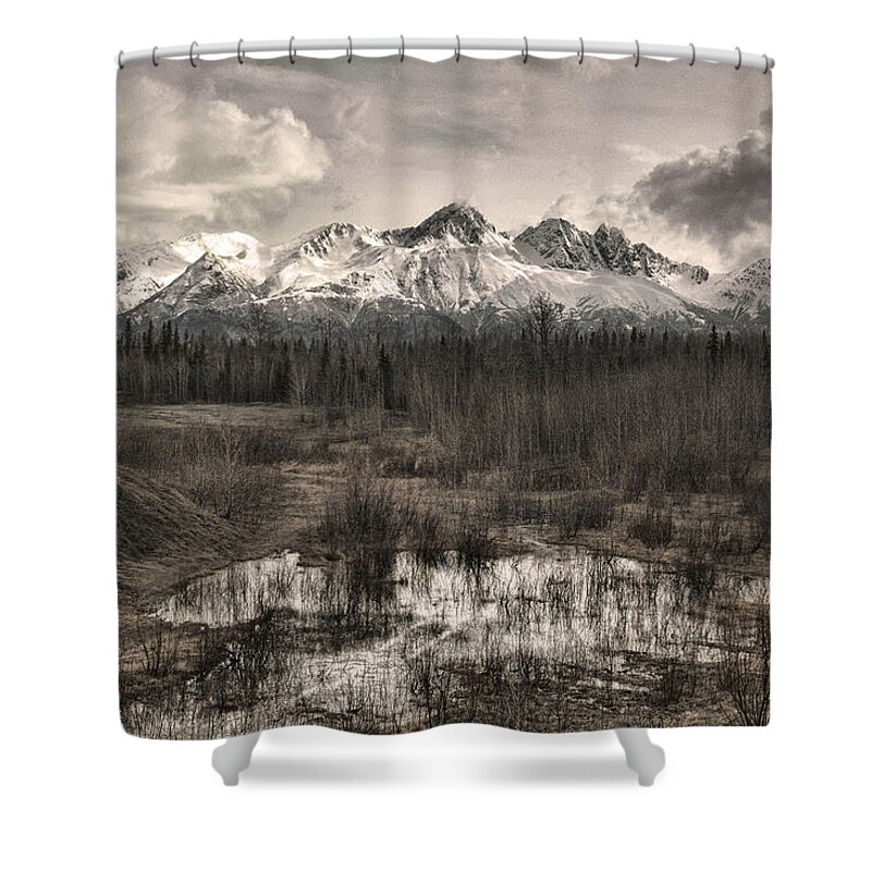 Mountains Shower Curtain featuring the photograph Chugach Mountain Range by Erika Fawcett