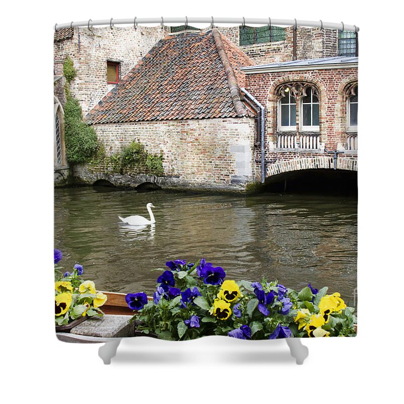 Europe Shower Curtain featuring the photograph Church and Swan by Crystal Nederman