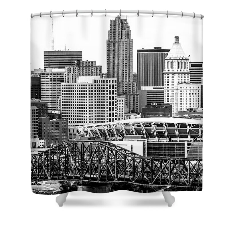 2012 Shower Curtain featuring the photograph Cincinnati Skyline Black and White Picture by Paul Velgos