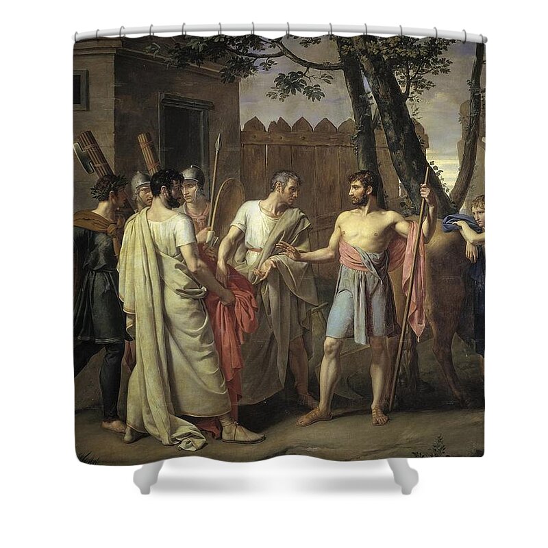 Cincinnatus Abandons The Plow Shower Curtain featuring the painting Cincinnatus Abandons the Plow by Juan Antonio Ribera