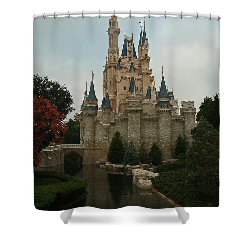 Cinderella Shower Curtain featuring the photograph Cinderella's Castle reflected by Michael Porchik