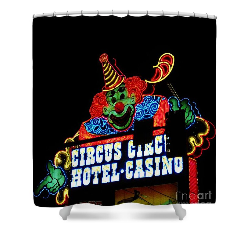 Las Vegas Shower Curtain featuring the photograph Circus Circus Sign Vegas by John Malone