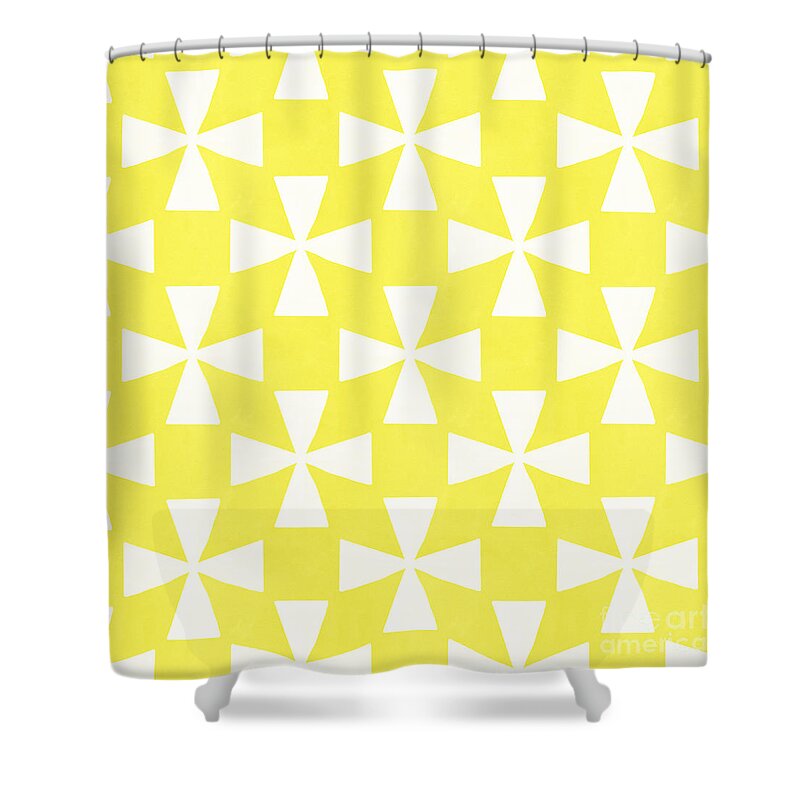 Abstract Shower Curtain featuring the painting Citrus Twirl by Linda Woods