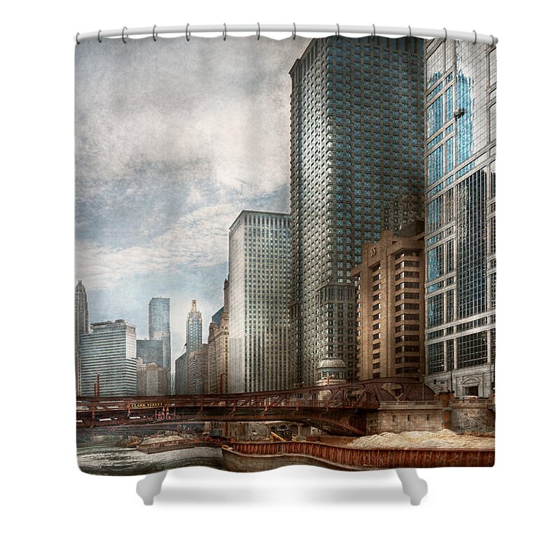 Chicago Shower Curtain featuring the photograph City - Chicago IL - Building a new city by Mike Savad