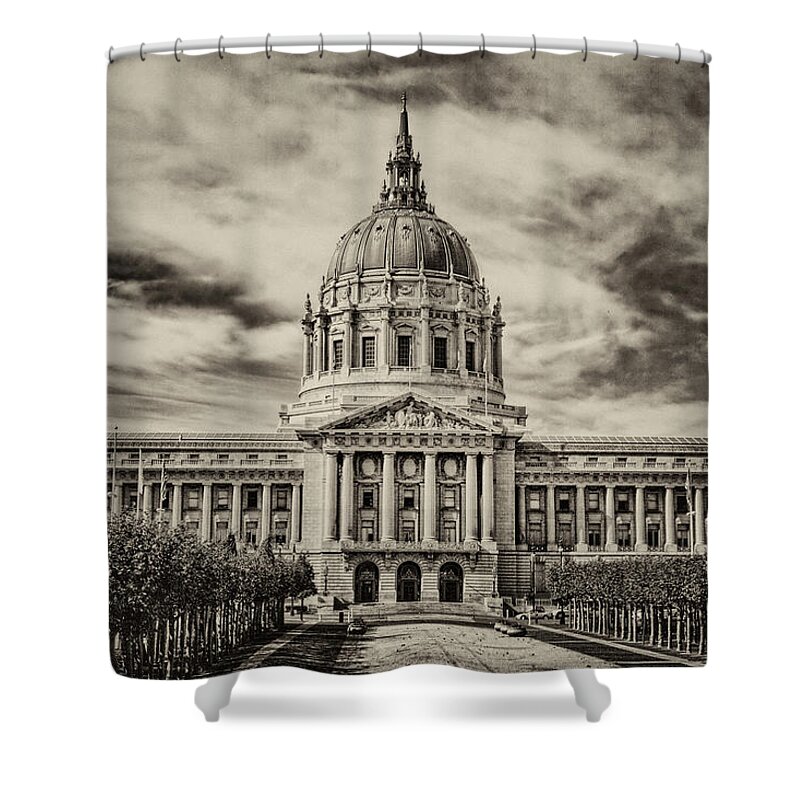 San Francisco Shower Curtain featuring the photograph City Hall Antiqued Print by Diana Powell