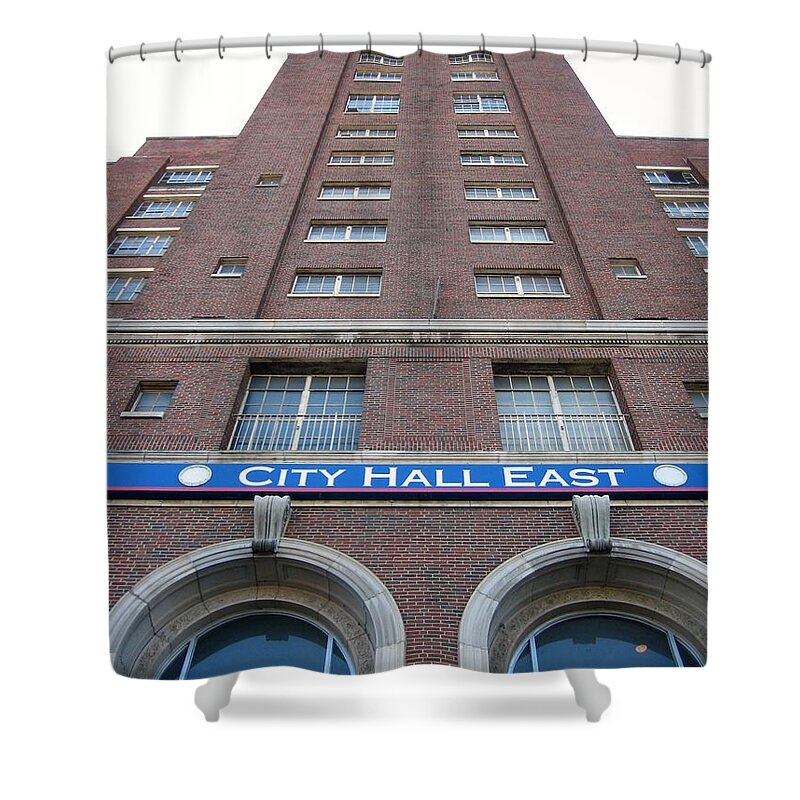 Industrial Architectural Shower Curtain featuring the photograph City Hall East Facade by Cleaster Cotton