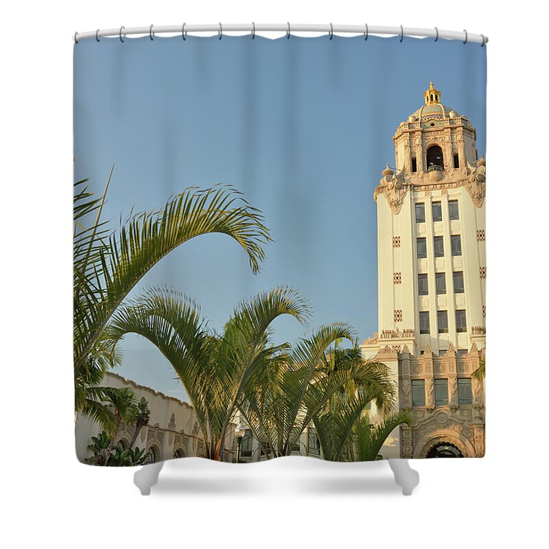Clear Sky Shower Curtain featuring the photograph City Hall In Beverly Hill by Aimin Tang