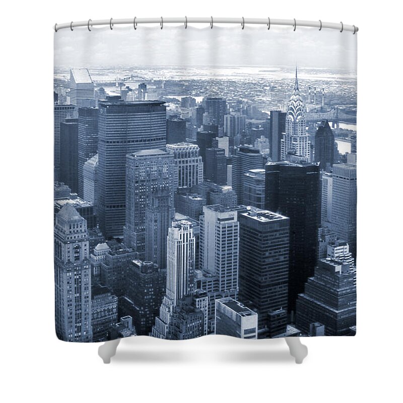 New York City Shower Curtain featuring the photograph City In Blue by Mike McGlothlen