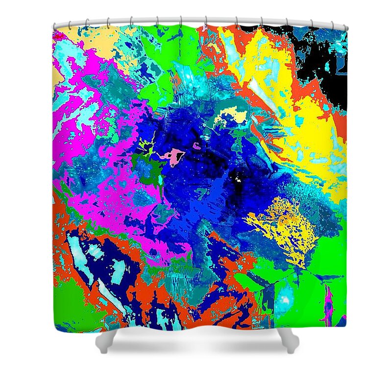 Abstract Shower Curtain featuring the painting City Scenes 3D Abstract by Saundra Myles