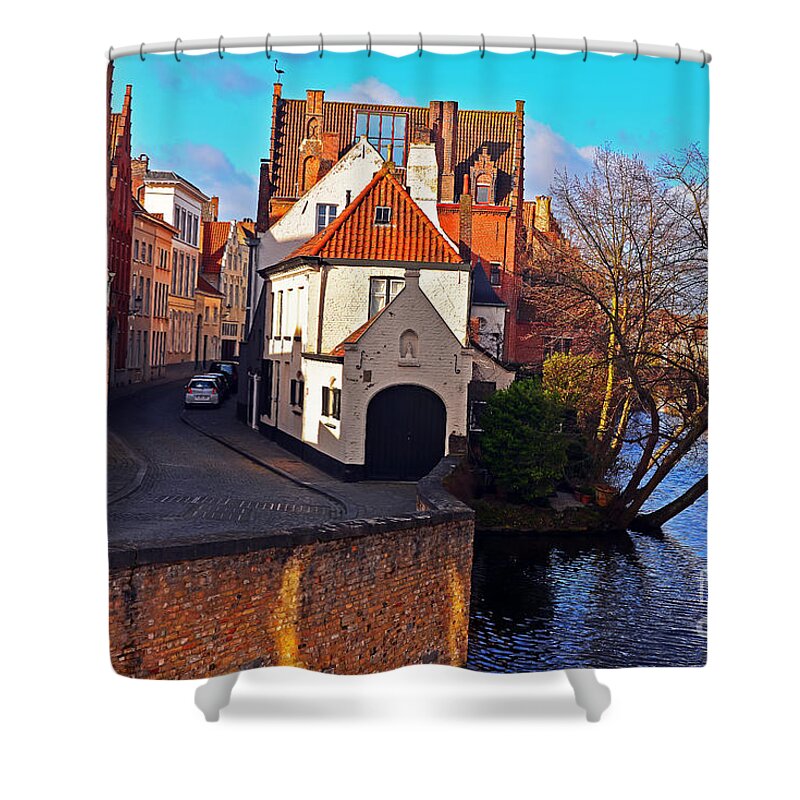 Travel Shower Curtain featuring the photograph Roads of Bruges by Elvis Vaughn