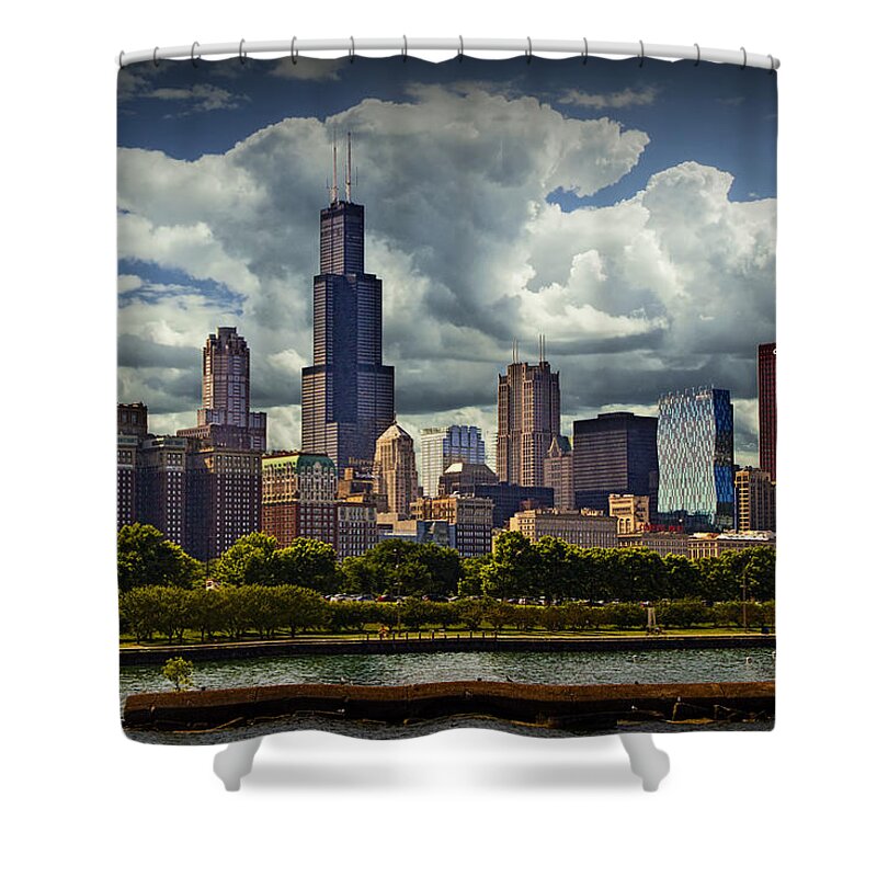 Outdoors Shower Curtain featuring the photograph Cityscape of downtown Chicago by Randall Nyhof