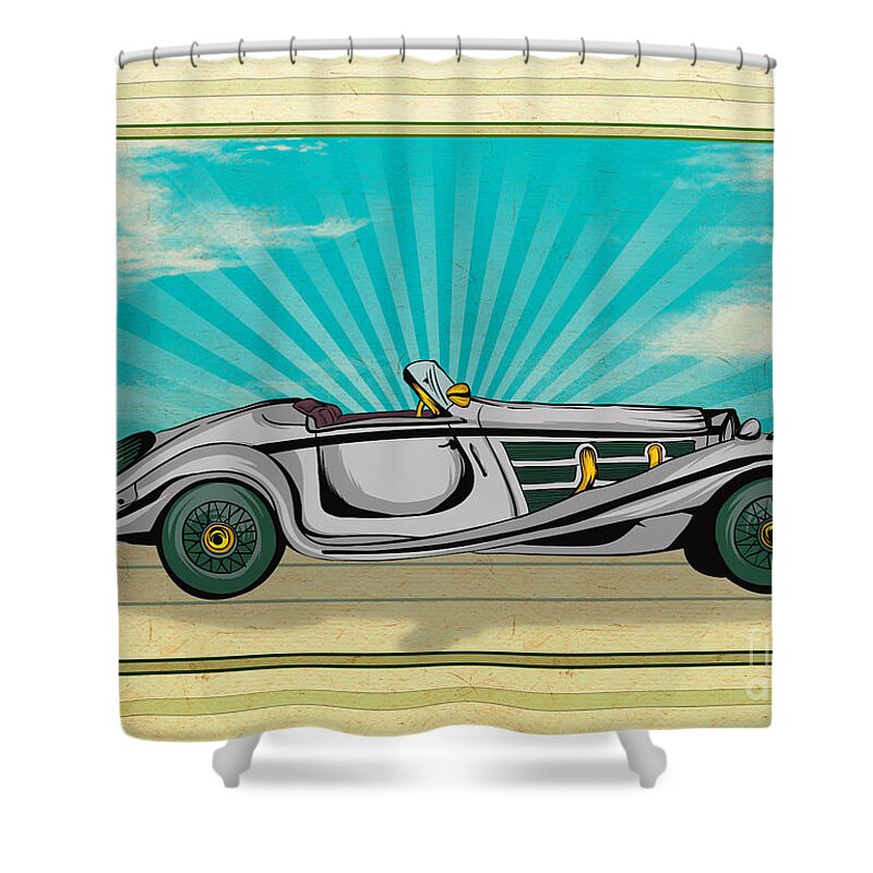 Car Shower Curtain featuring the digital art Classic Cars 02 by Peter Awax