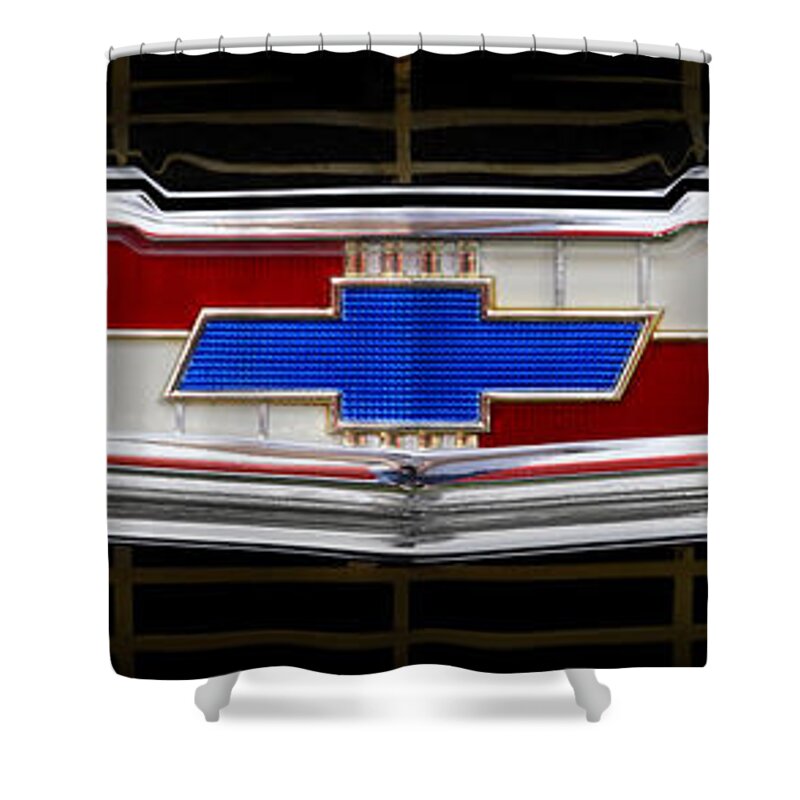 Transportation Shower Curtain featuring the photograph Classic Chevrolet Emblem by Mike McGlothlen
