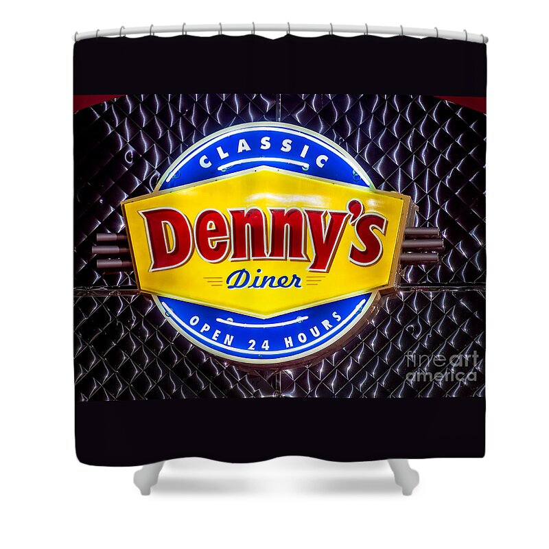 Denny's Shower Curtain featuring the photograph Classic Dennys Diner Sign by Imagery by Charly