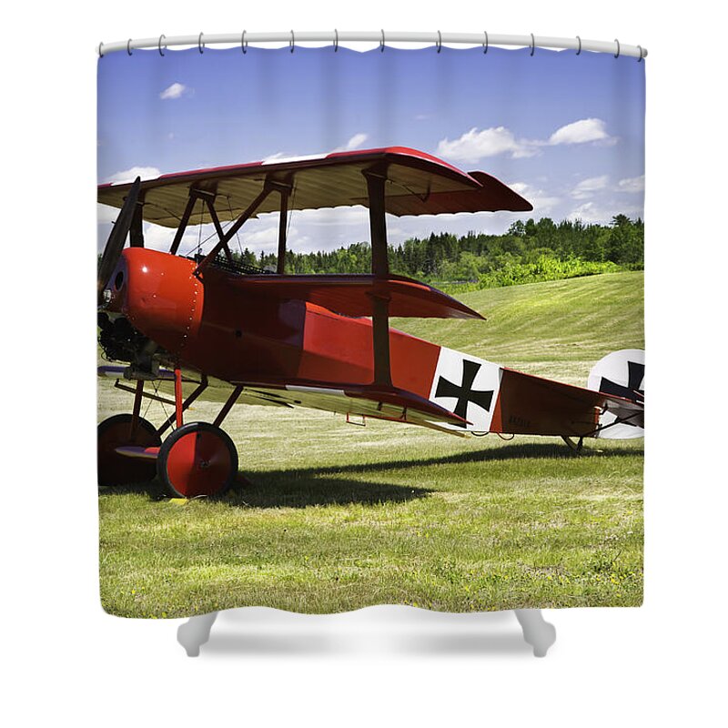 Red Barron Shower Curtain featuring the photograph Classic Red Barron Fokker Dr.1 Triplane Photo by Keith Webber Jr