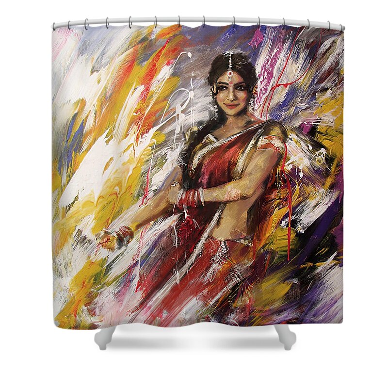 Zakir Shower Curtain featuring the painting Classical Dance Art 14 by Maryam Mughal