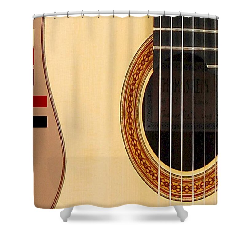 Guitar Shower Curtain featuring the digital art Classical Guitar Joy by Boghrat Sadeghan 