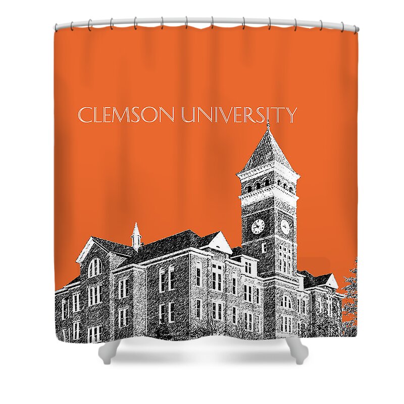 University Shower Curtain featuring the digital art Clemson University - Coral by DB Artist