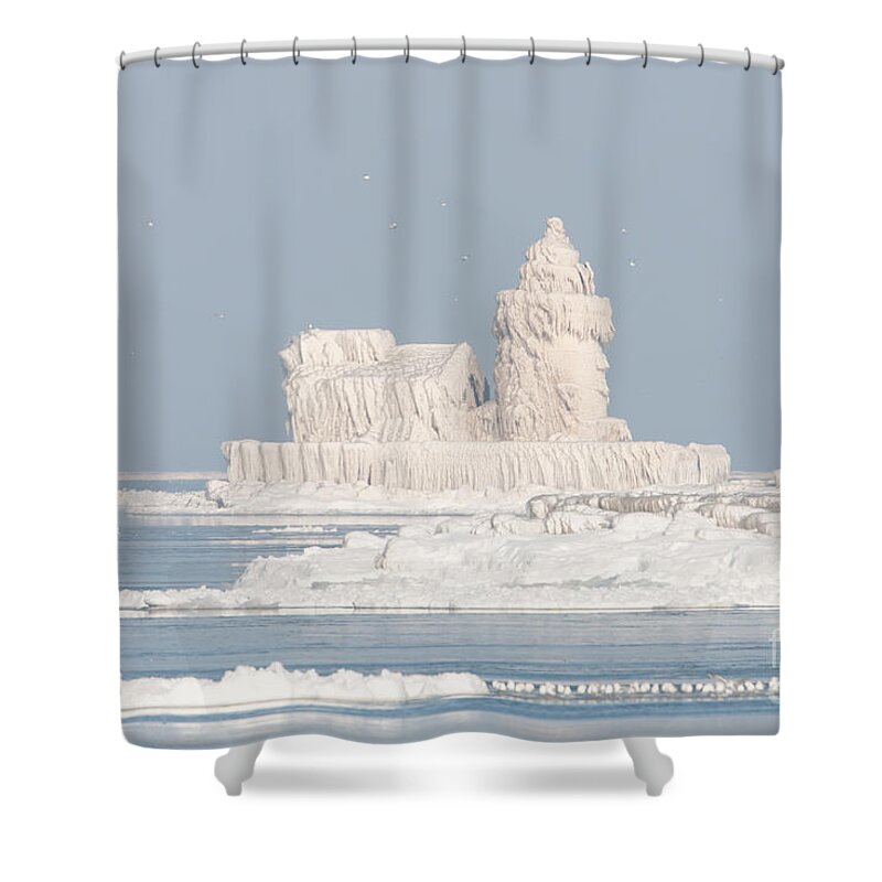 Clarence Holmes Shower Curtain featuring the photograph Cleveland Harbor West Pierhead Light II by Clarence Holmes