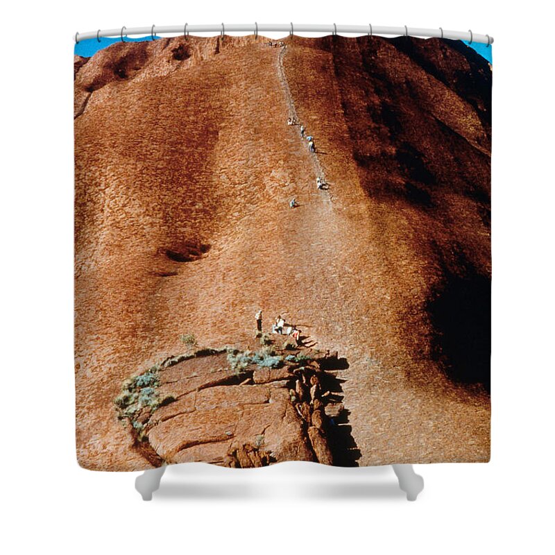 Australia Shower Curtain featuring the photograph Climbing Ayers Rock by Brian Brake