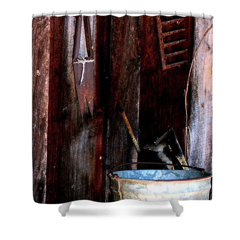 Vintage.art Shower Curtain featuring the photograph Clippers and The Bucket by Lesa Fine