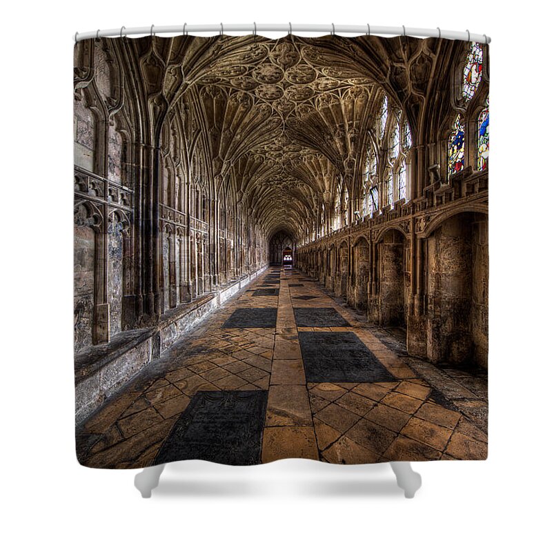 England Shower Curtain featuring the photograph Cloister Of Gloucester Cathedral by Roland Shainidze Photogaphy